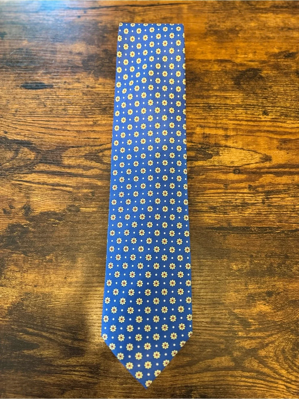 Cape Cod Neckwear Blue/yellow Floral Pattern Tie 100% silk